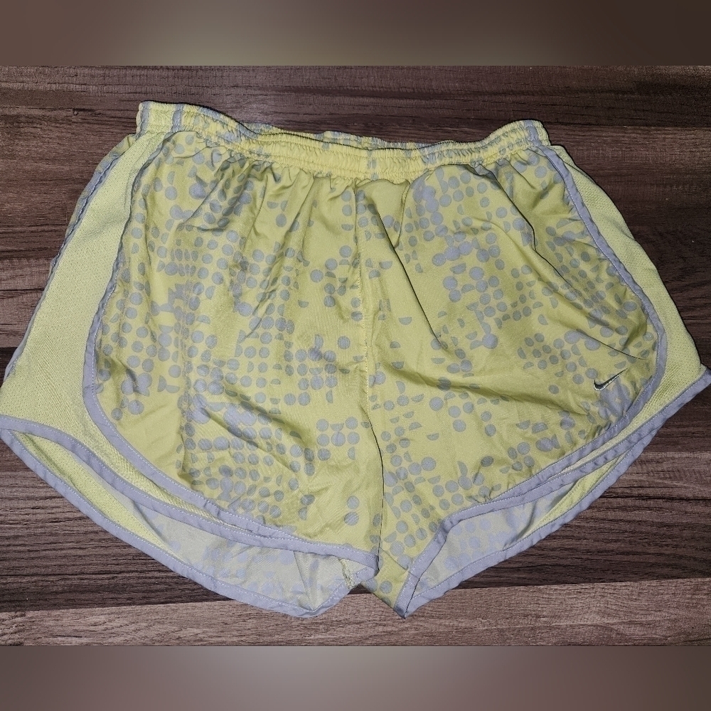 Nike Running Shorts Size Large Yellow & Gray Dri Fit